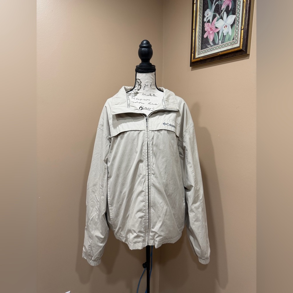 Columbia Zip Up Jacket Mesh Lined Neutral Beige XL Excellect Condition